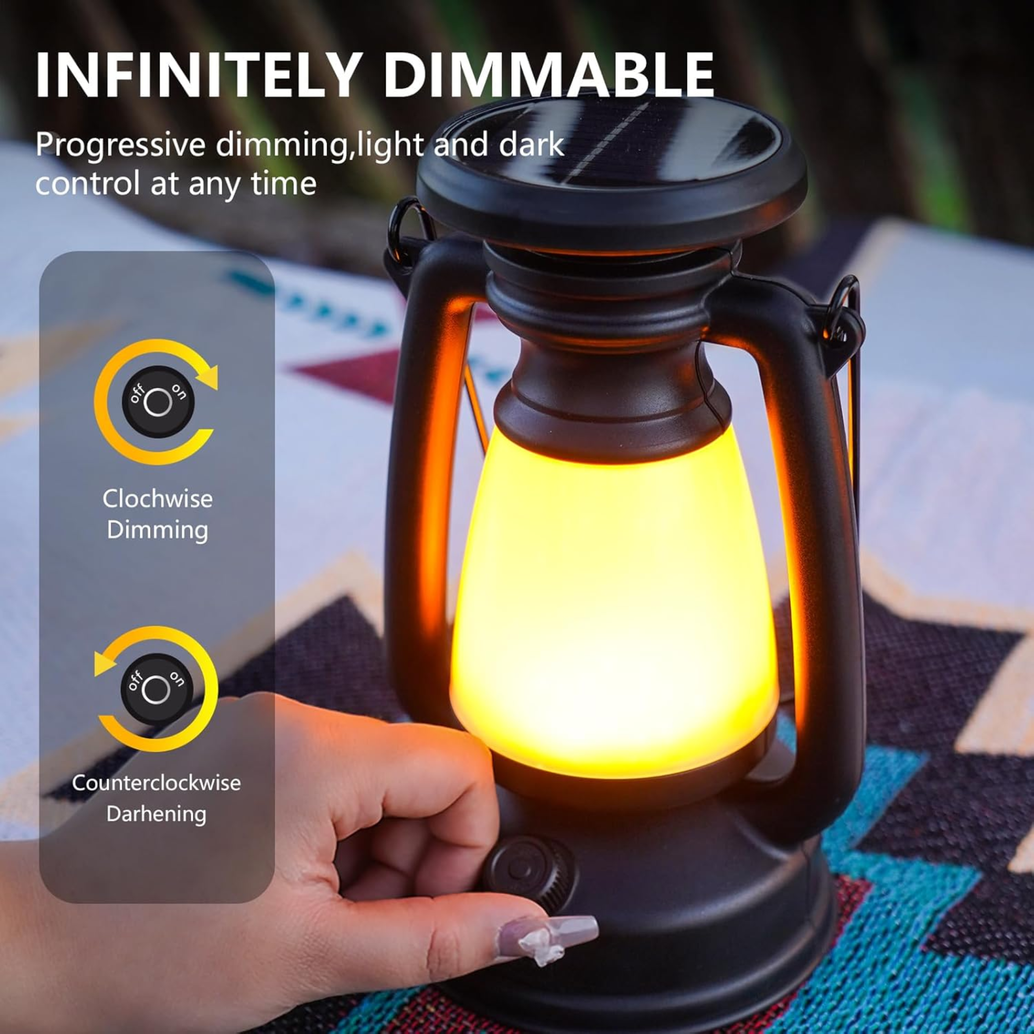Solar and USB C Charging Retro Camping Lantern Lamp with 3 Lighting Modes LY16B