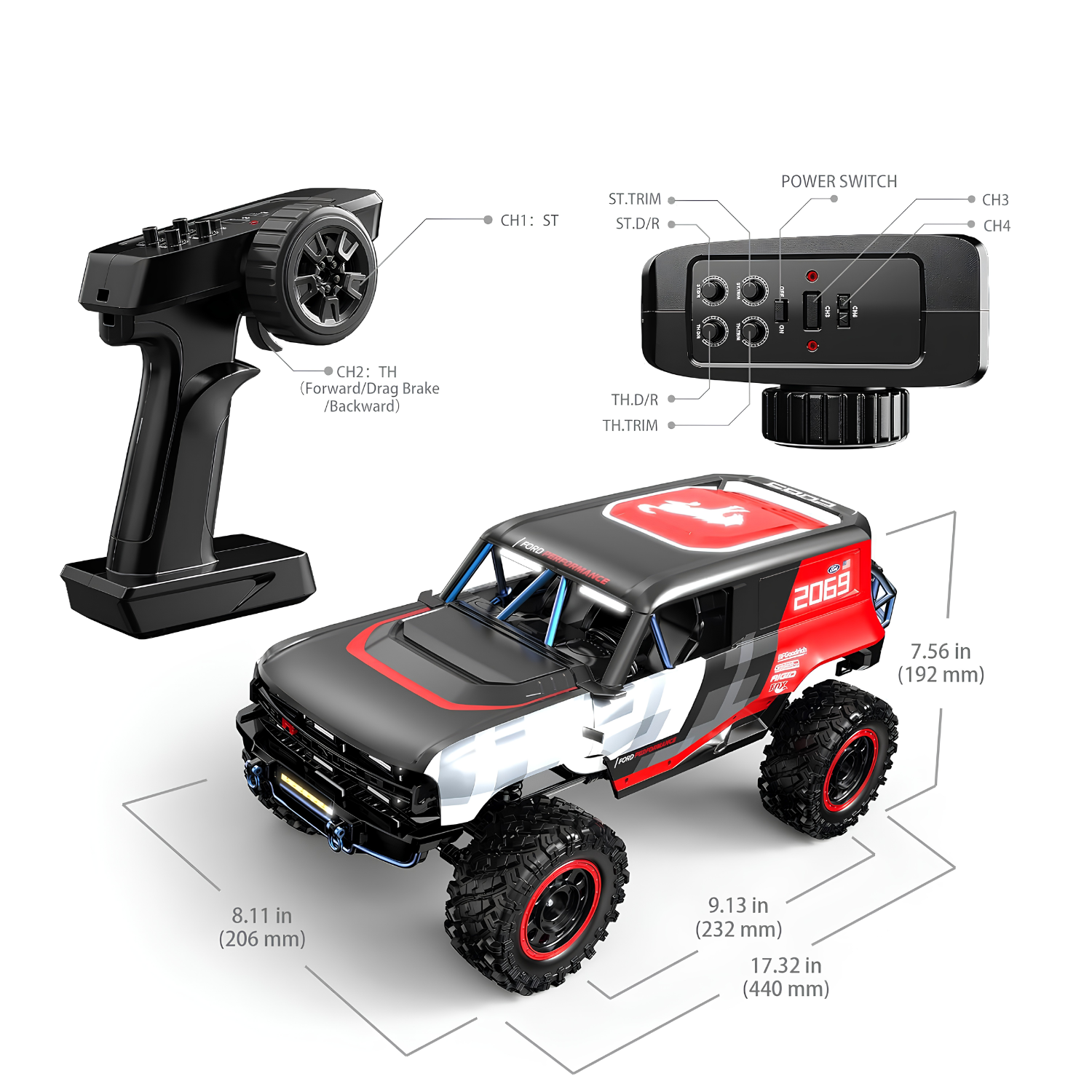 MJX Hyper Go 1:12 Scale 4WD Ford Bronco R Licensed Brushless RC Truck