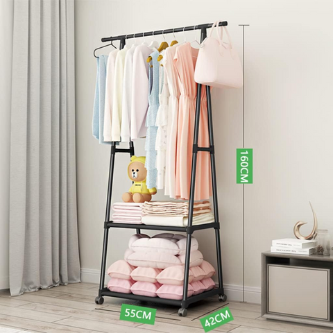 Stainless Steel Triangular Garment Rack with Coat Hanger