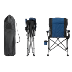 Folding Camping Chair Backpacking Side Pocket with Armrests, Cup Holder, Carry Bag