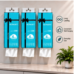 Supsoft 4 Ply Wall Mounted Hanging Bottom Pull Tissue Paper, Pack of 1500