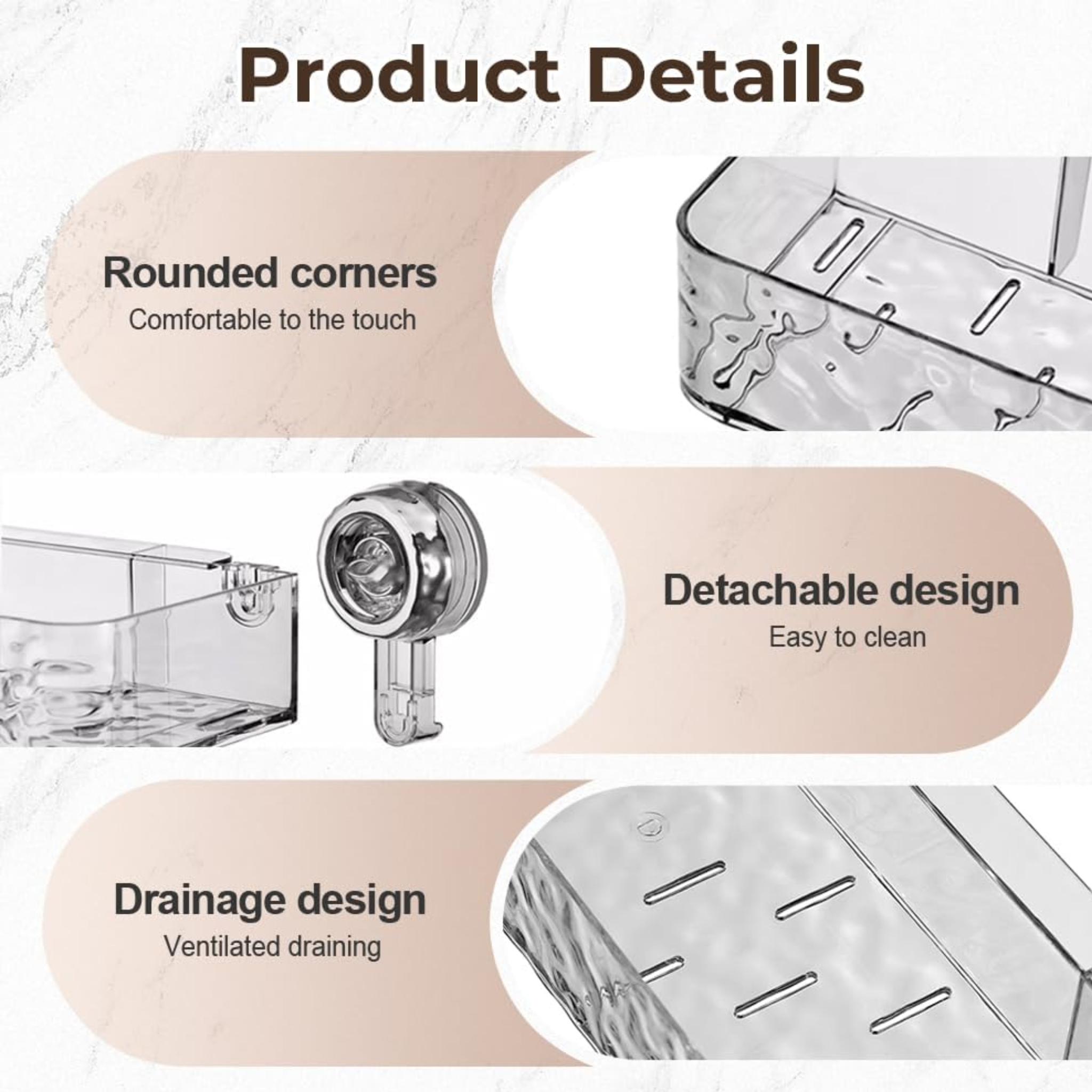 Wall Mounted Suction Cup Storage Holder for Bathroom Shower Supplies