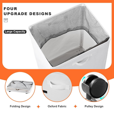 80 Liter Collapsible Laundry Basket with Wheel