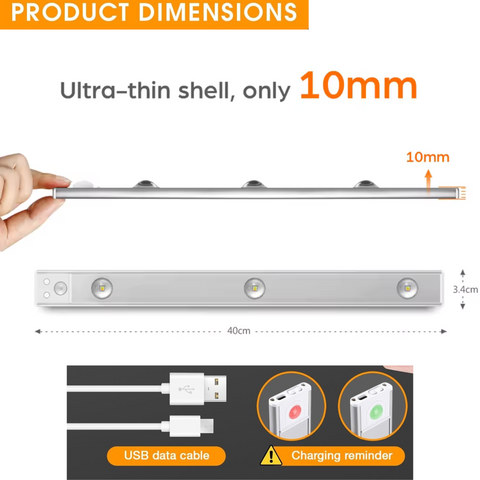 Ultra-slim 40cm USB COB LED Motion Sensor Wireless Light