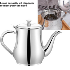 Stainless Steel Tea Pot with Filter, Oil Strainer Storage Container for Home Kitchen