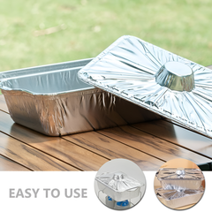 Square Shaped Food Packaging Container Aluminium Foil Pot with Lid