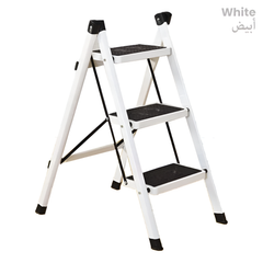 Foldable 3-Step Stool Ladder with Wide Pedals and 150 kg Load Capacity White