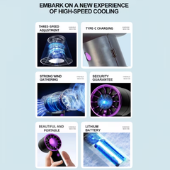 Portable Handheld Personal Pocket Fan 0808, 500mAh USB C Rechargeable