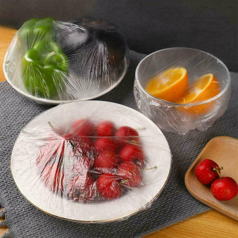 100 Pcs Packet Disposable Plastic Food Wrap Covers