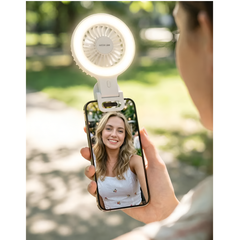Green Lion Air Glow Clip On Rechargeable Fan with Ring Light