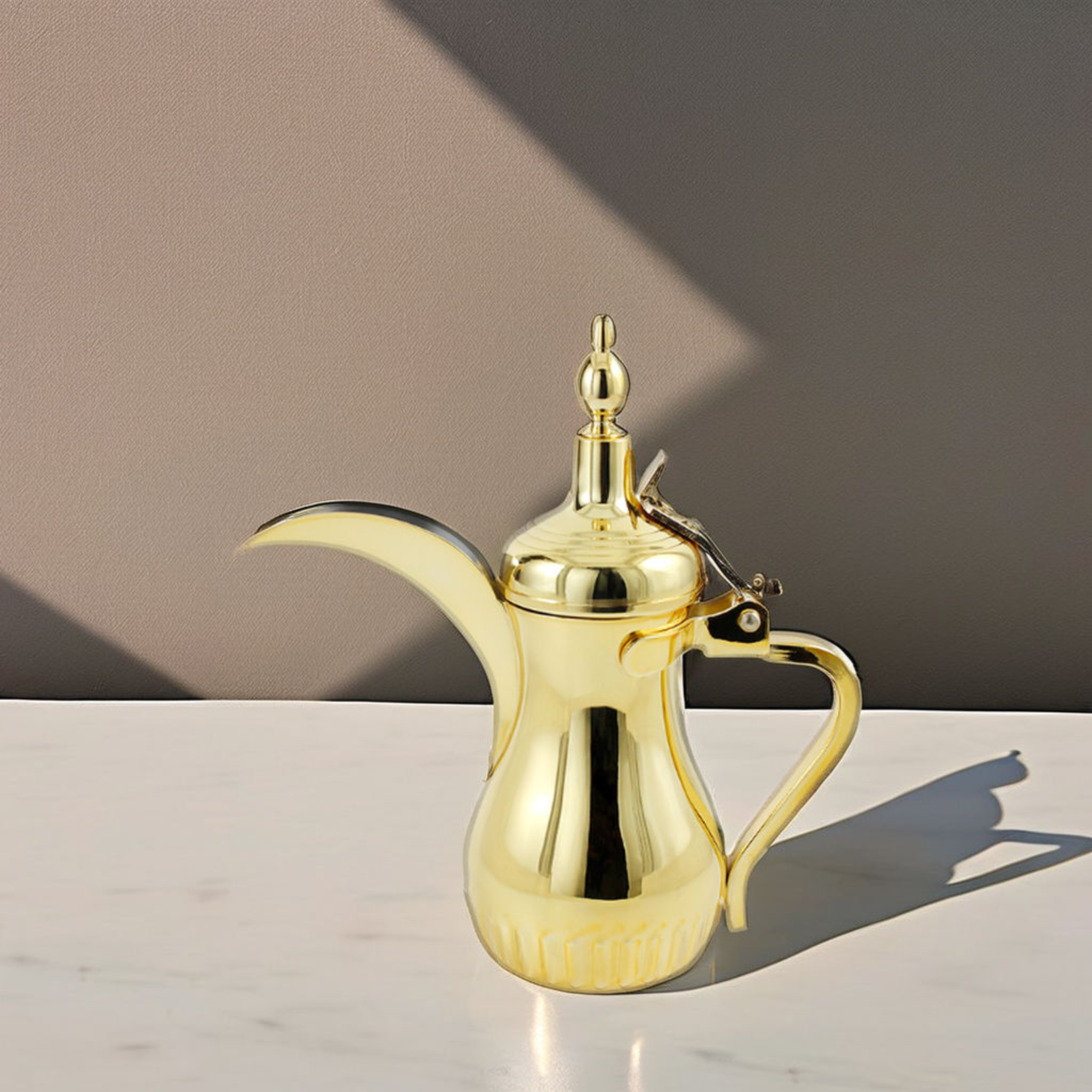 Stainless Steel Dallah Golden Arabic Coffee Pot 32oz