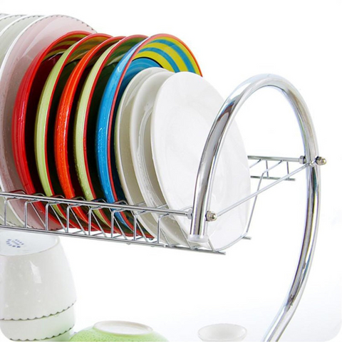 2 Layer Chrome Plated SS Stainless Steel Kitchen Dish Drying Rack