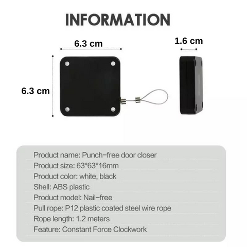 1.2 Meter Retractable Steel Wire Punch-free Automatic Door Closer