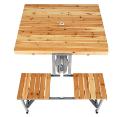 All-in-one Portable Folding Outdoor Camping Picnic Table with 4 Seats & Umbrella Hole