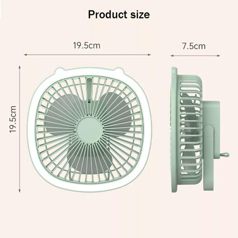 Portable USB Rechargeable 3 Speed Table Desk Fan with Lamp