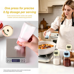 Salt and Pepper Dispenser for Kitchen, with Precise 0.5g Push Dispenser