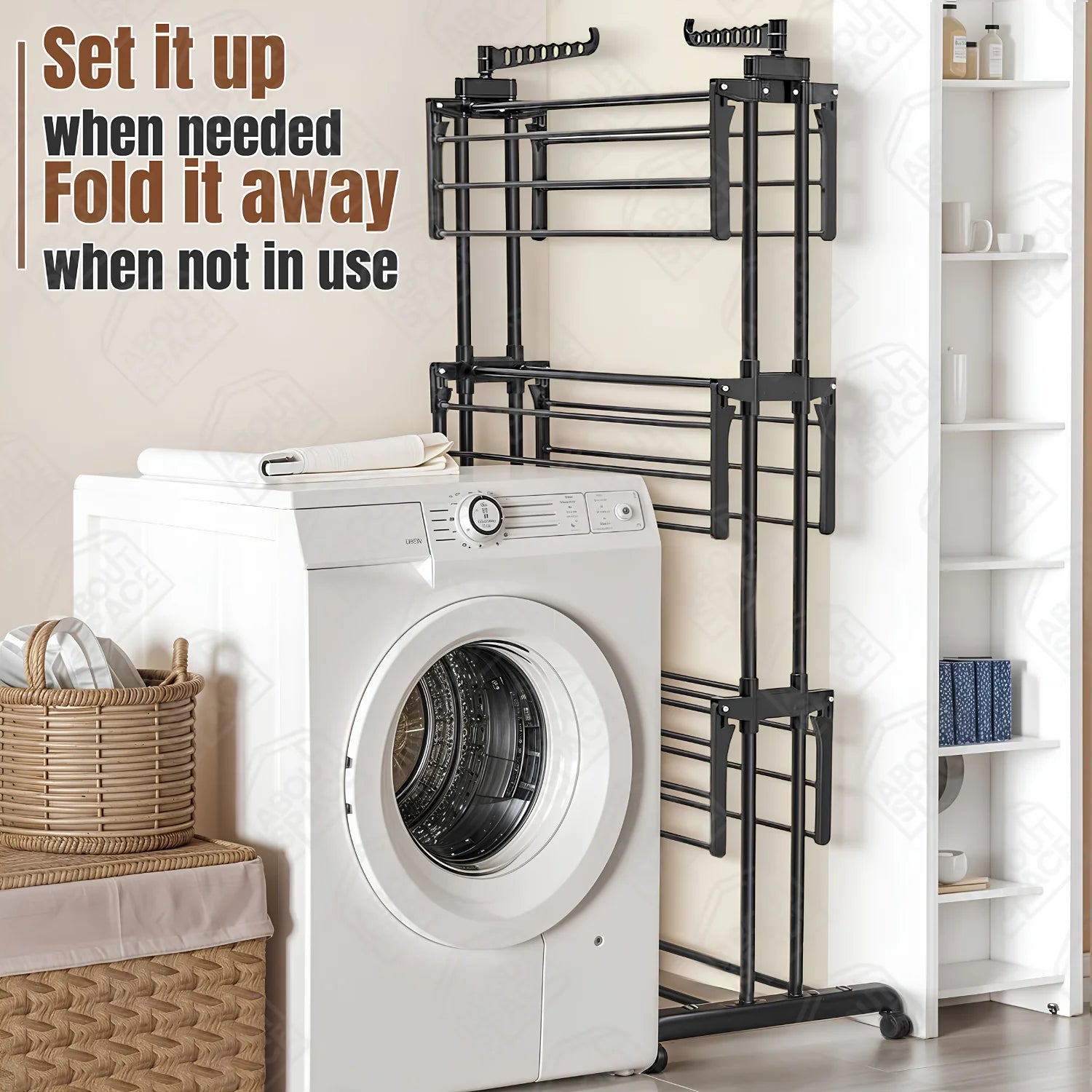 Multi Layer Folding Clothes Drying Rack, Large Capacity Cloth Hanger