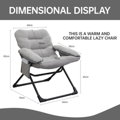 Lazy Lounge Chair Recliner Sofa, Cushioned Relaxing Chair with Side Pocket & Arm Rest