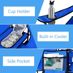 Folding Chairs with Removable Umbrella and Thermal Cooler Storage Bag for Camping, Beach, Fishing