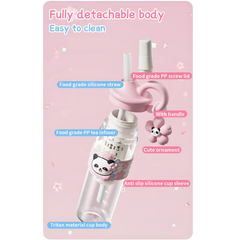 Diller 850ML Pink Bear Plastic Water Bottle for Girls