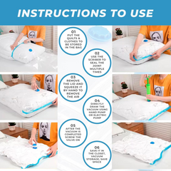 [Value Pack] Large Vacuum Storage Bags for Clothes | Space Saver Reusable Vacuum Bags | 2pcs 50x70cm, 2pcs 60x80cm, 1pcs 80x100cm, Hand Pump