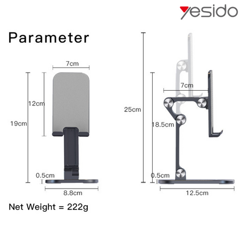 Desktop Mobile Phone Stand Aluminum Alloy Tablet Holder - Yesido C104