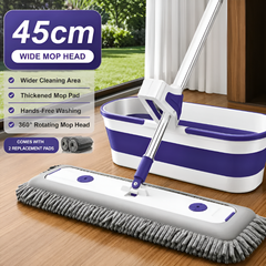 Foldable Flat Mop Bucket Set with Self Wringing Microfiber Cleaner