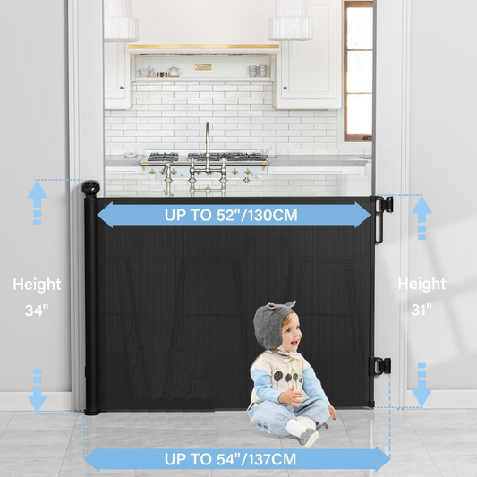 Retractable Wide Pet & Baby Gate for Stairs and Doors