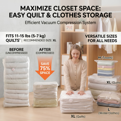 Three Dimensional Non Pumping Vacuum Bags for Clothes Compression Storage, Set of 5 Bags