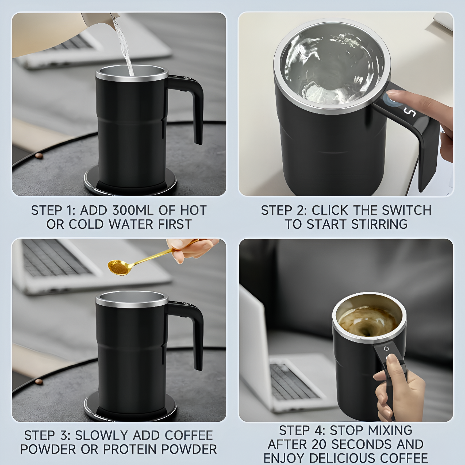 Automatic Magnetic Self-Stirring Mug With Lid Digital Display Rechargeable Mixing Cup