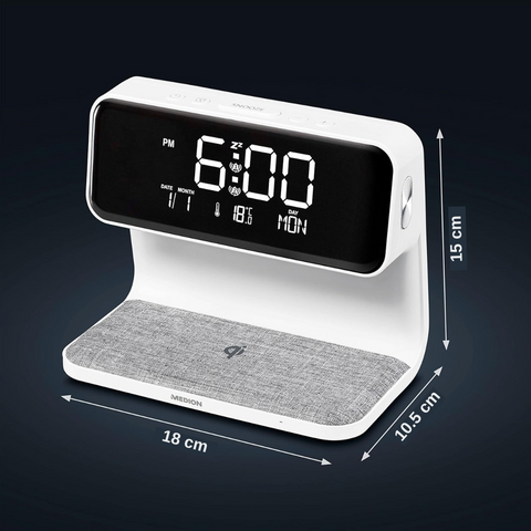 3 IN 1 Elegant Bedside Night Lamp with Wireless Charging, Alarm Clock and LCD Display