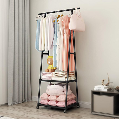 Stainless Steel Triangular Garment Rack with Coat Hanger