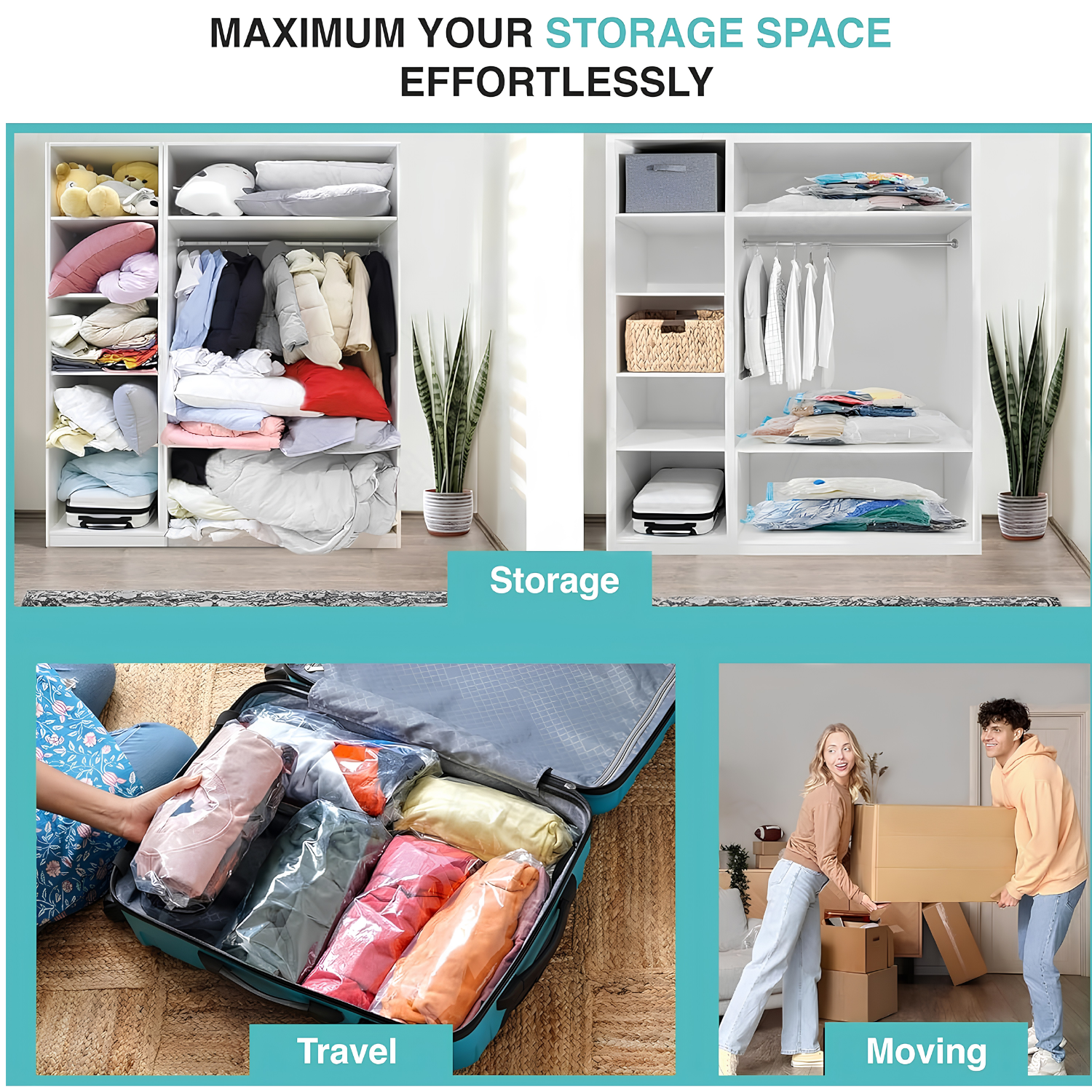 TAILI Vacuum Compression Storage Bag for Clothes and Bedding 50 × 70 × 30 cm