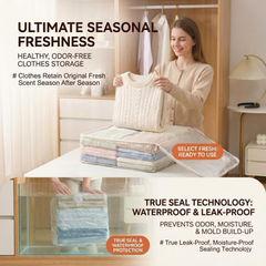 Three Dimensional Non Pumping Vacuum Bags for Clothes Compression Storage, Set of 5 Bags