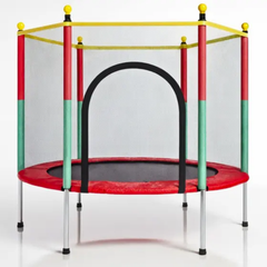 Kids Jumping Trampoline with Safety Enclosure Net for Indoor Outdoor Play Red