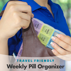 7 Day Weekly Pill Organizer Box, Three-Times-a-Day Tablet Medicine Storage