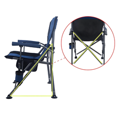 Folding Camping Chair Backpacking Side Pocket with Armrests, Cup Holder, Carry Bag