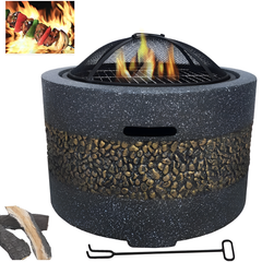 Outdoor Fire Pit with Artificial Stone Edging 56 x 56 x 36 cm