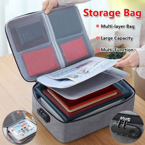 3 Layer Document Organizer Travel Bag with Password Security Lock