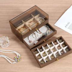 Three Layer Wooden Design Jewelry Organizer Drawer Box
