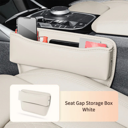 Car Seat Gap Useful Leather Storage Organizer Box White