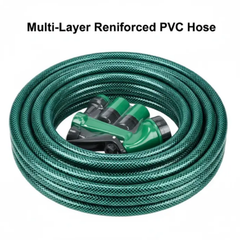 15 Meter Flexible PVC Garden Hose Pipe with Adjustable Spray Gun Nozzle Set