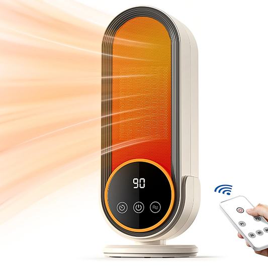 E68S 1200W Portable Electric Space Heater, Fast Heating With Remote Control, 3 Modes, Overheating Protection for Office Home