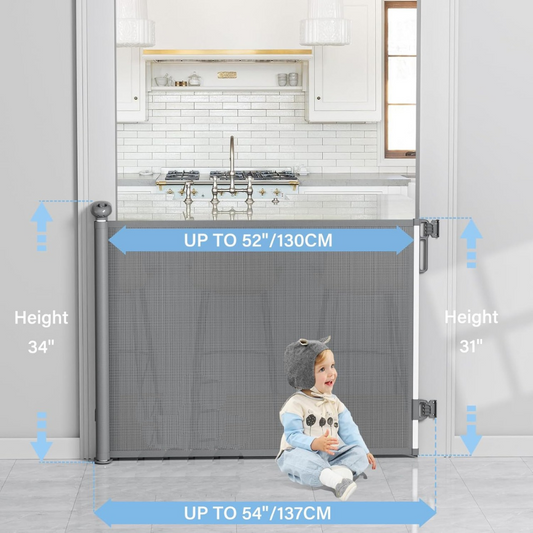 Retractable Wide Pet & Baby Gate for Stairs and Doors