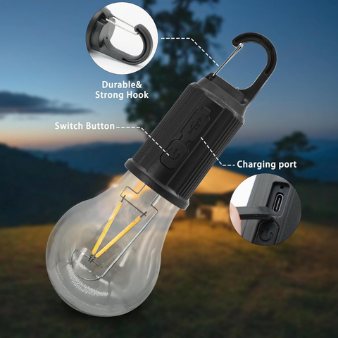 Rechargeable Camping Lantern Bulb with Tent Hanging Hook