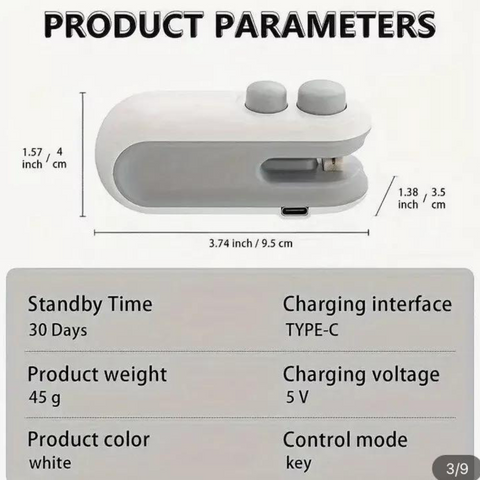 جهاز غلق وختم الأكياس البلاستيكية بالحرارة مع قاطع وشاحن USB