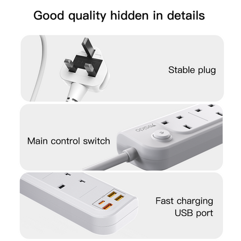 3250W Power Socket Extension - 15W Fast Charging Power Hub Yesido MC21