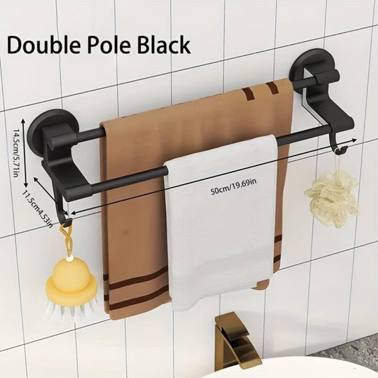 Wall Mounted Space Saving Towel Rack for Bathroom with Hooks