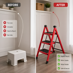 Foldable 3-Step Stool Ladder with Wide Pedals and 150 kg Load Capacity