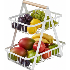 Double Layer Vegetable and Fruits Storage Basket White